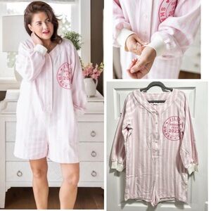 Smash + Tess Slumber Shorty Romper Sleepy Stripe Pink Snooze  Pyjamas XS / Small